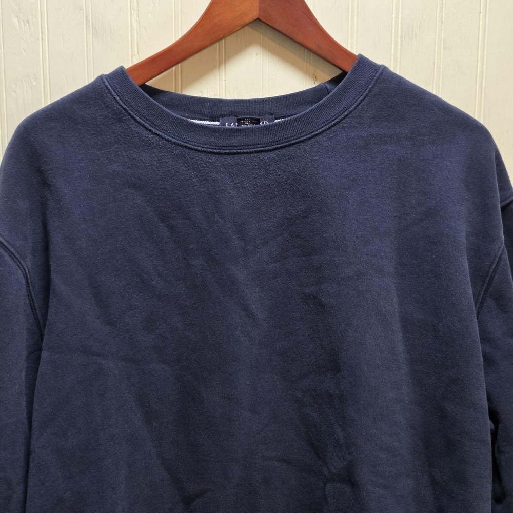 Lands' End Sweatshirt Mens XL Blue Fleece Crewneck Pullover Stretch Casual